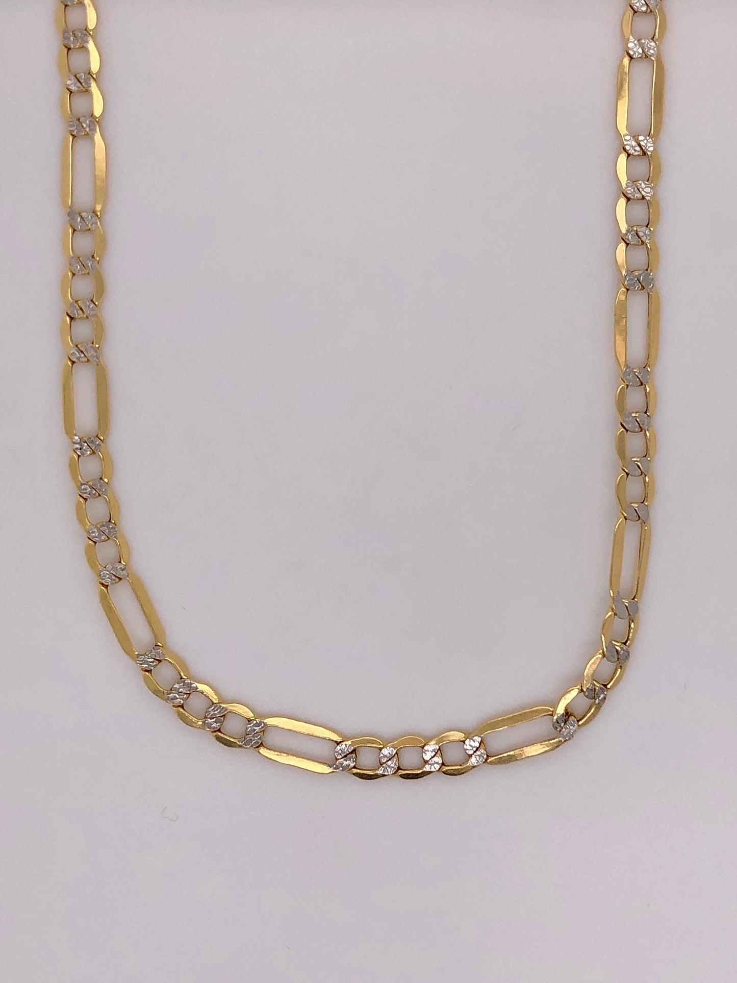 10K Two-Tone Gold Diamond-Cut Figaro Chain 4.5MM