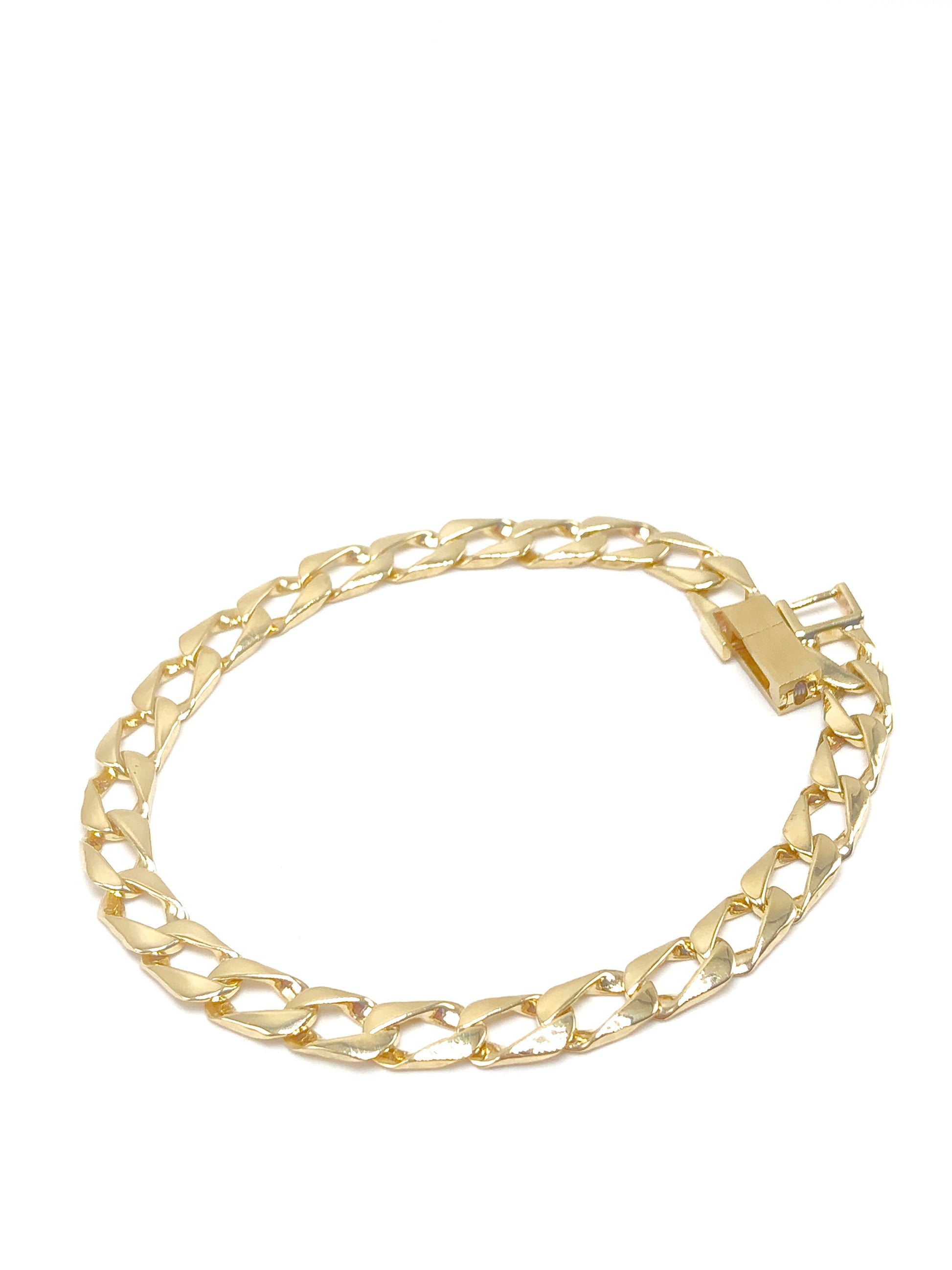 10k yellow gold modern style curb bracelet 