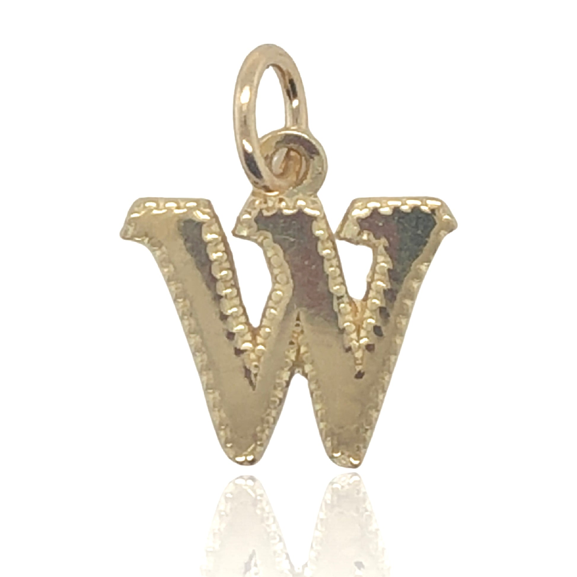 10K Yellow Gold Initial Charm Letter "W"