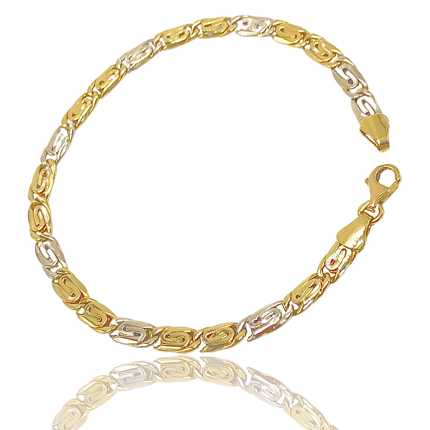18K Two-Tone Gold Snail Style Bracelet (5MM)