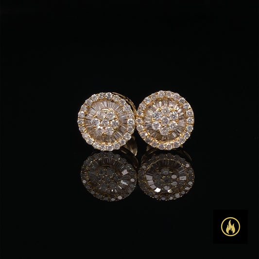 14K Yellow Gold Baguette Diamond Earrings 0.38ct