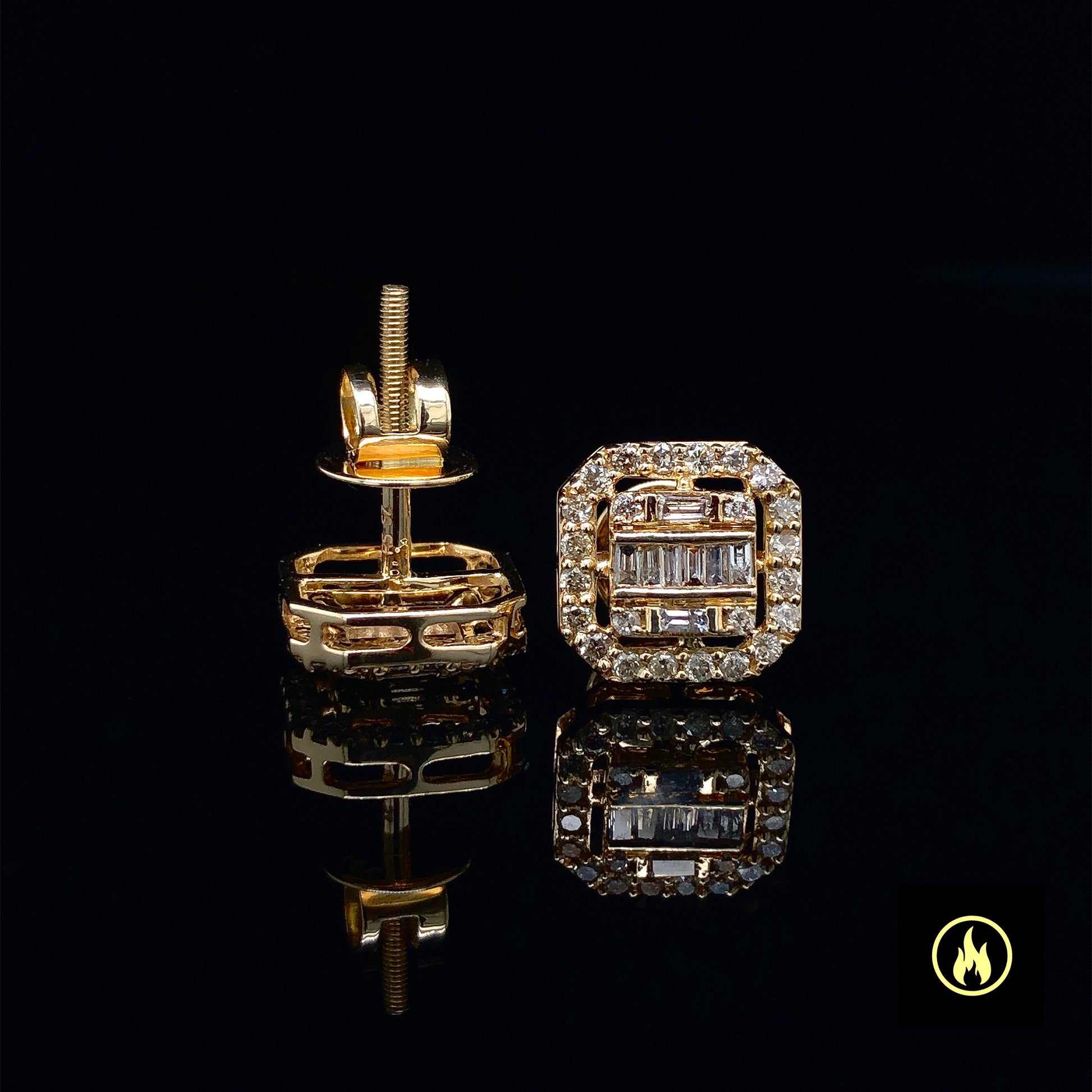 14k yellow gold diamond earrings 