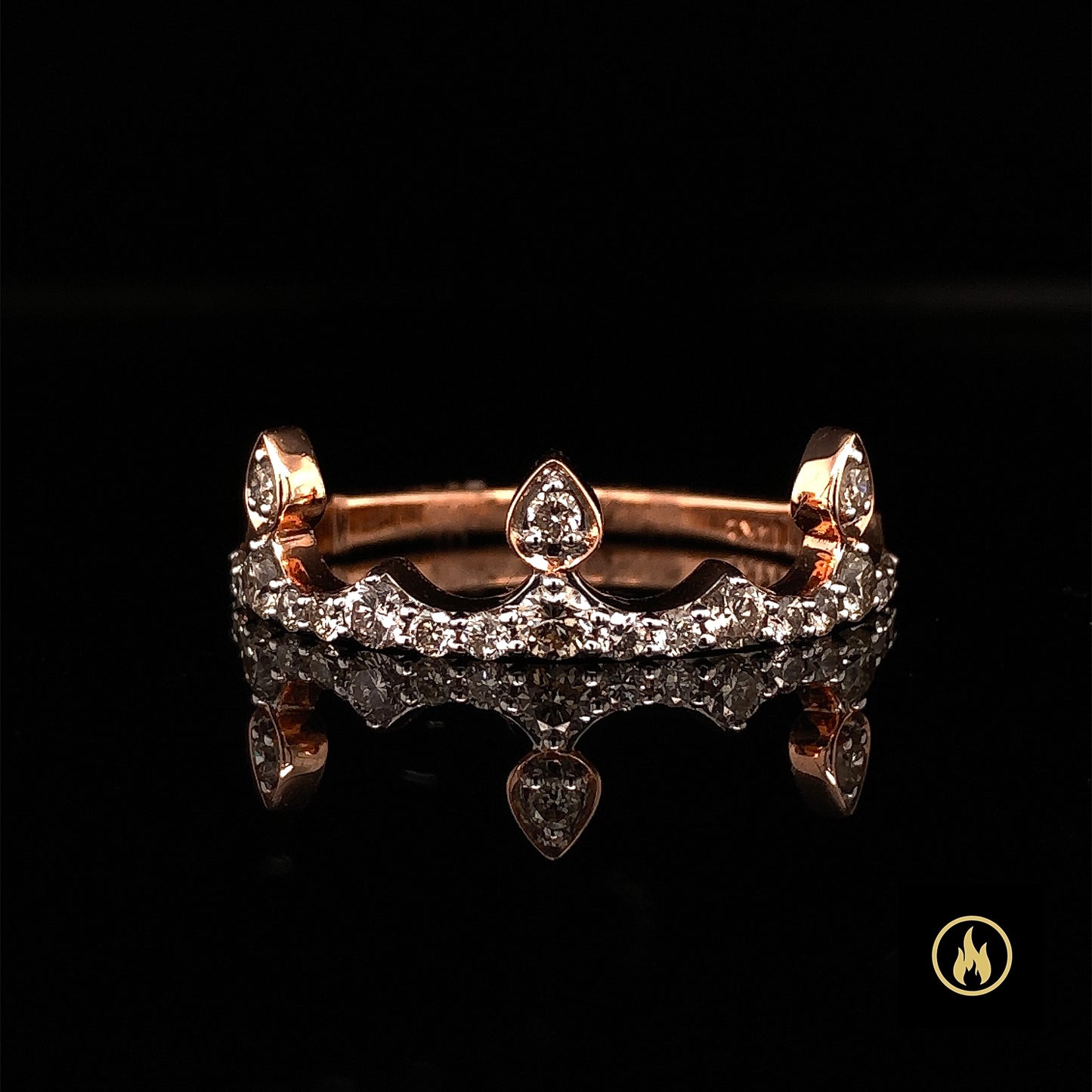 14K Rose Gold Diamond Crown Band 0.44ct