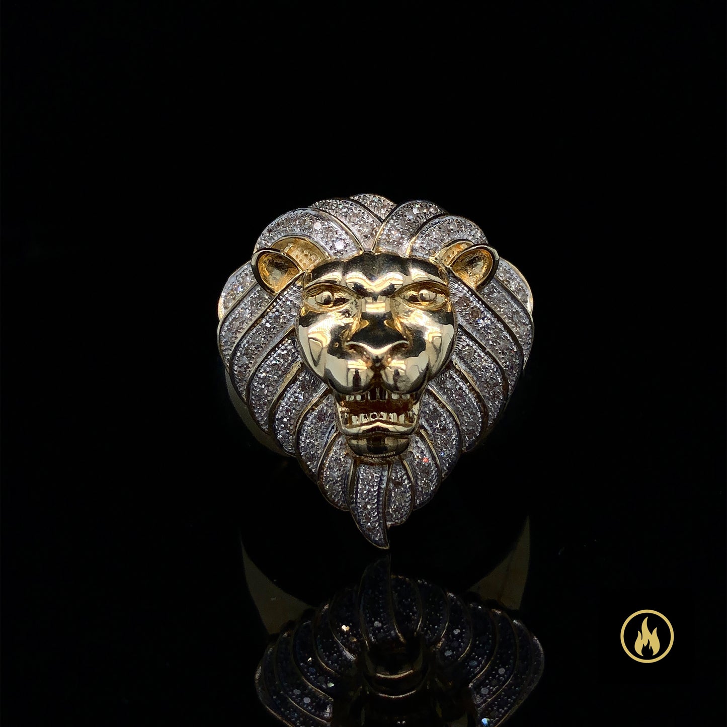 10K Yellow Gold Lion Diamond Ring 0.39ct