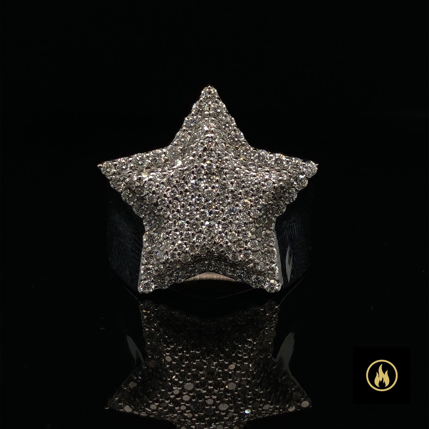 10K Custom Yellow Gold VS-VVS Diamond Star Ring 1.40ct