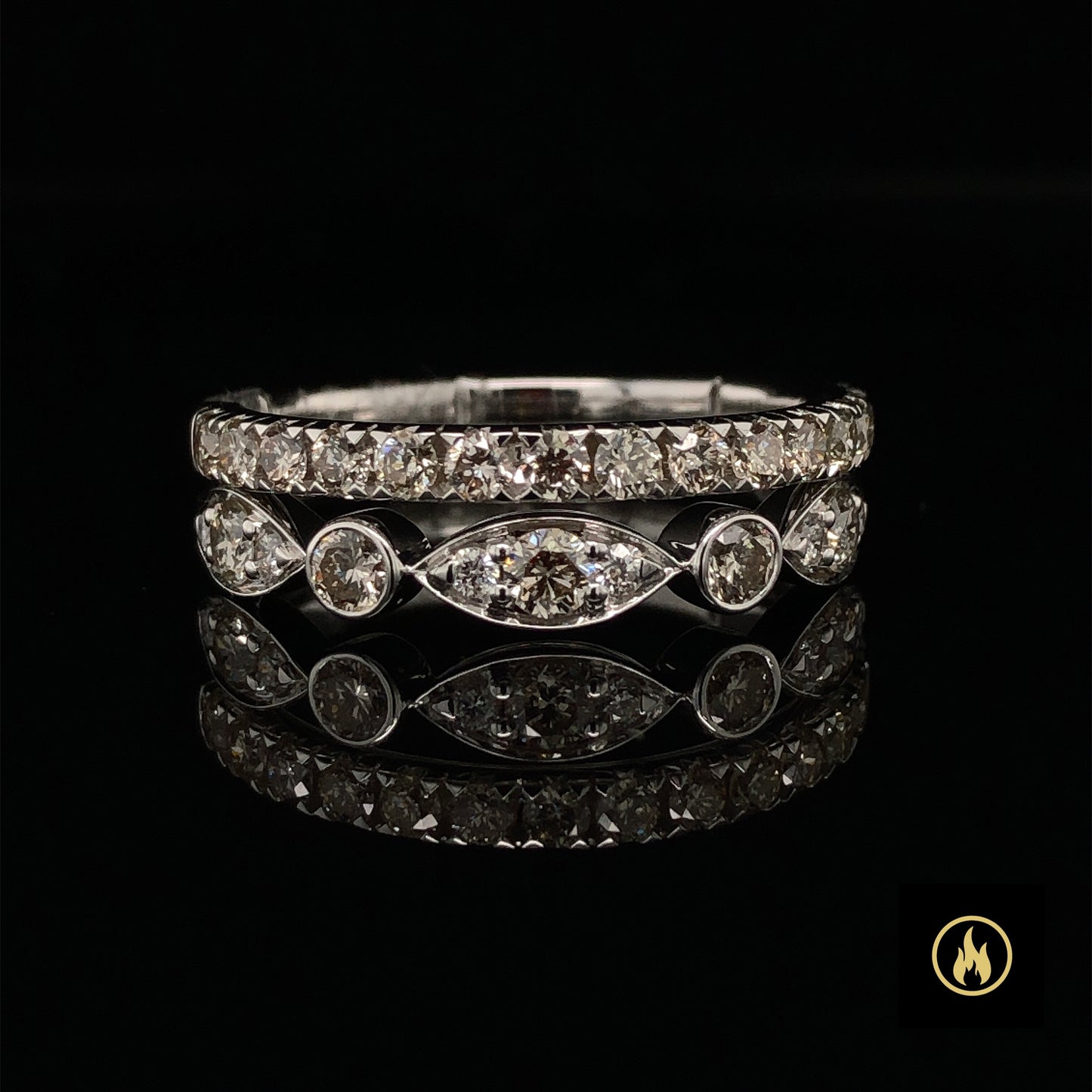 14K White Gold Diamond Stackable Rings 0.90ct