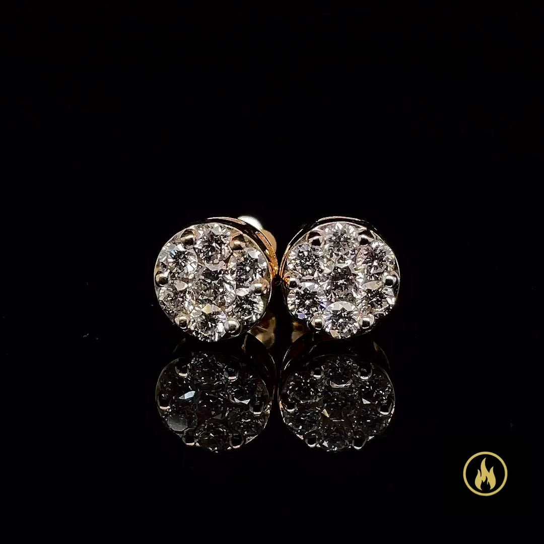 Yellow Gold Diamond VS-VVS Earrings 0.52CT