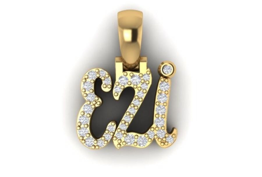 Gold Custom Design 3 Letters Diamond Pendant