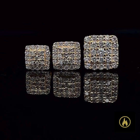 3 different sizes in square diamond vs-vvs earrings 