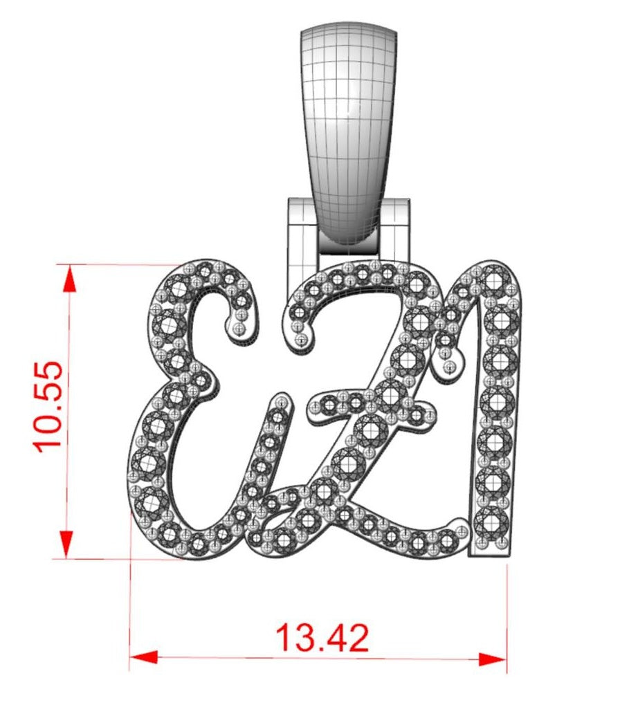 Gold Custom Design 3 Letters Diamond Pendant
