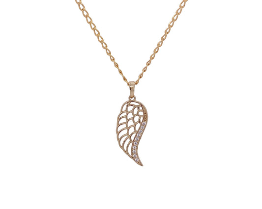 10k yellow gold angel wing charm pendant with chain 