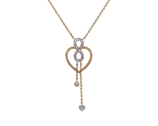 14k yellow gold heart necklace with diamond infinity 