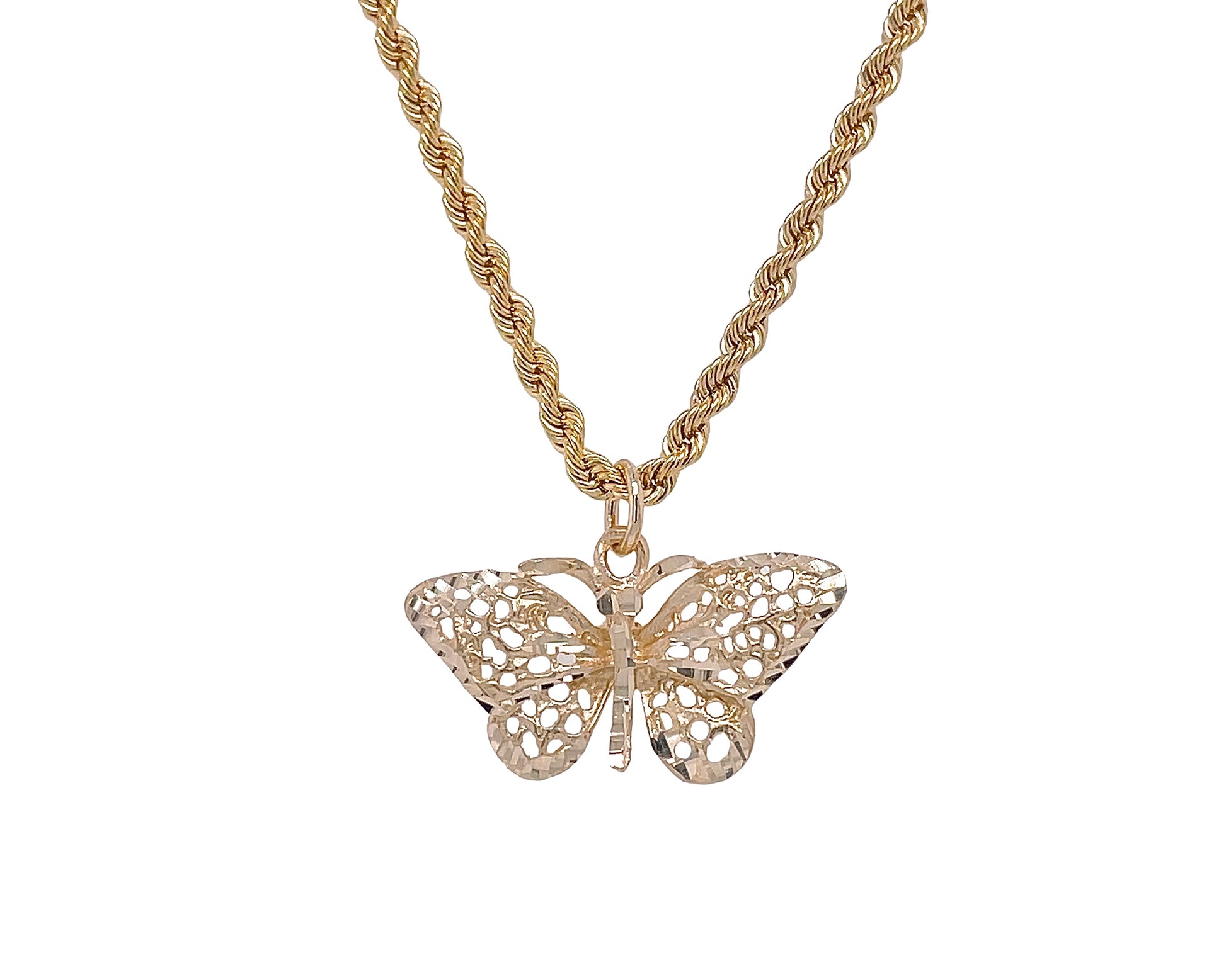 10k yellow gold butterfly necklace - gift ideas 