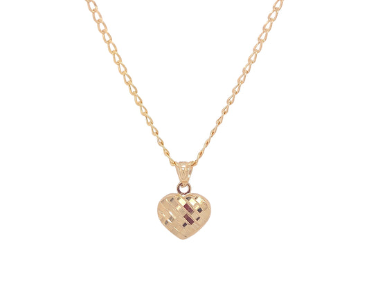 10k yellow gold puff heart necklace for her!