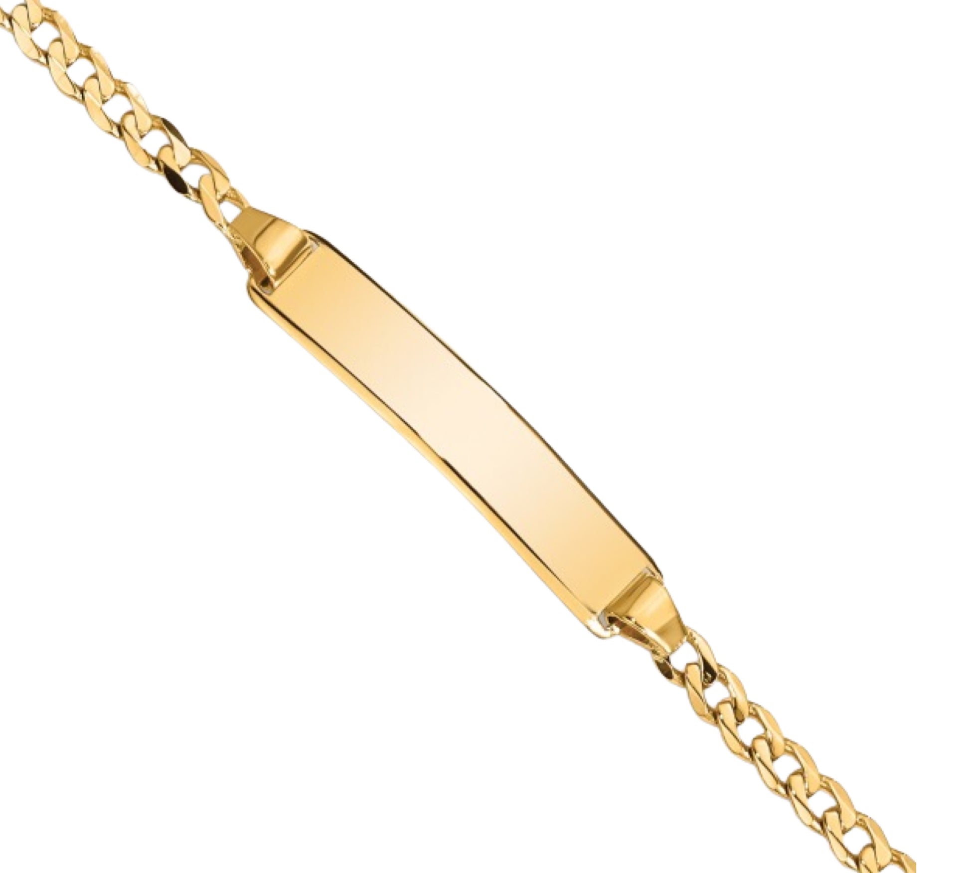 10K Yellow Gold Engravable ID Curb Bracelet 