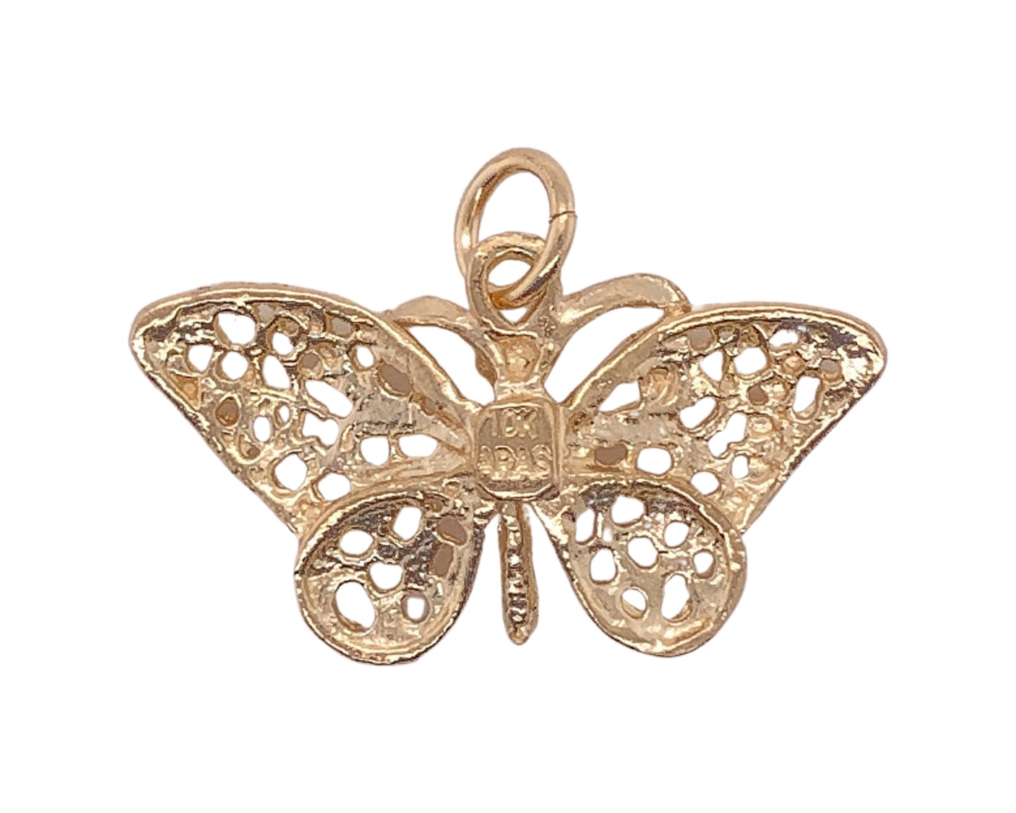 Solid Yellow Gold Diamond-Cut  Butterfly Charm