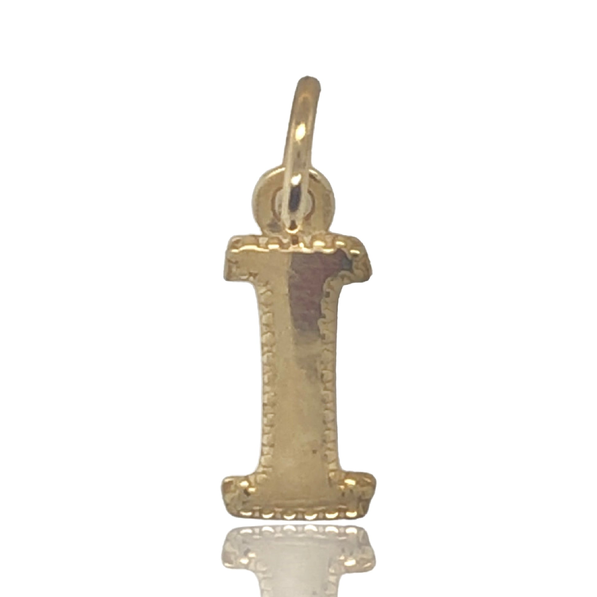 10K Yellow Gold Initial Charm Letter "I"