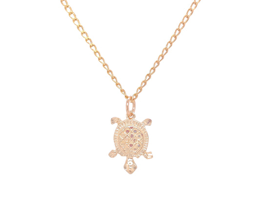 10k yellow gold turtle charm with chain 