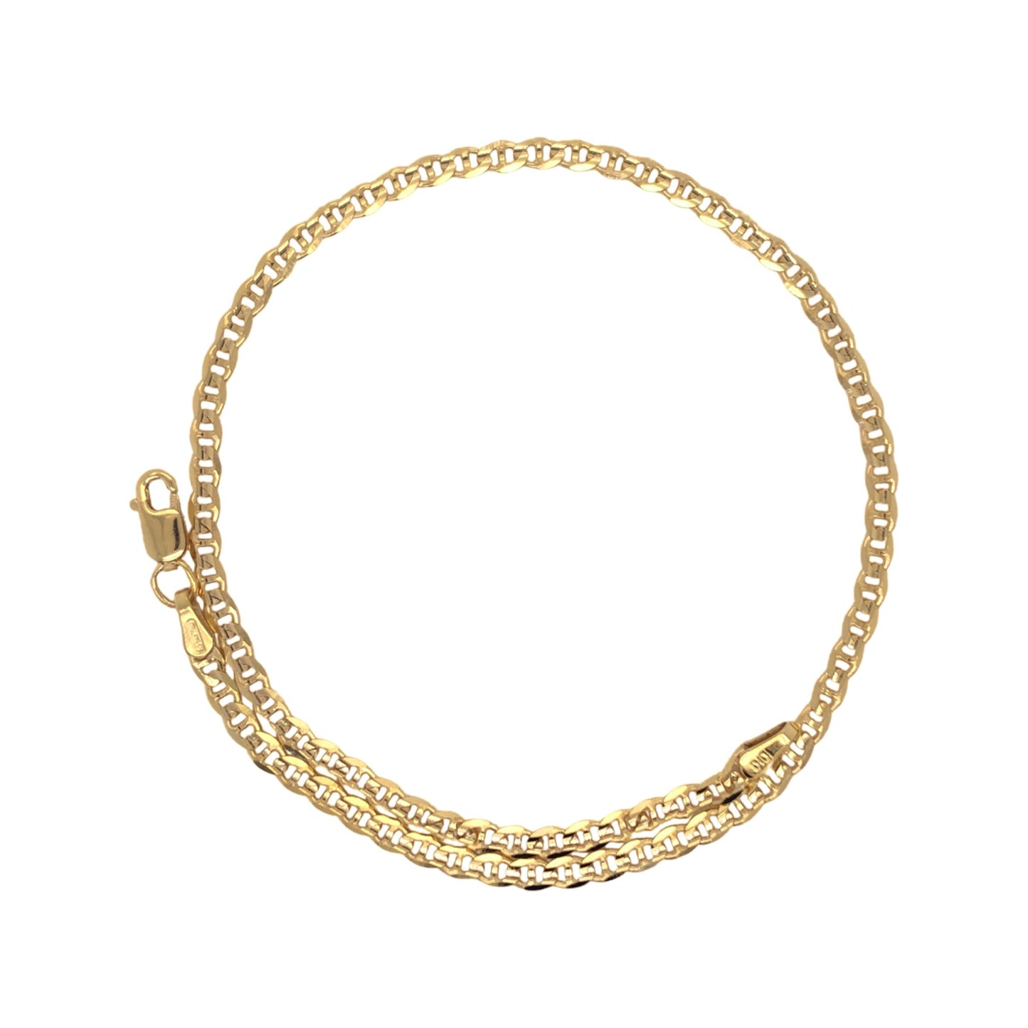 10K Yellow Gold Solid Mariner Link Anklet