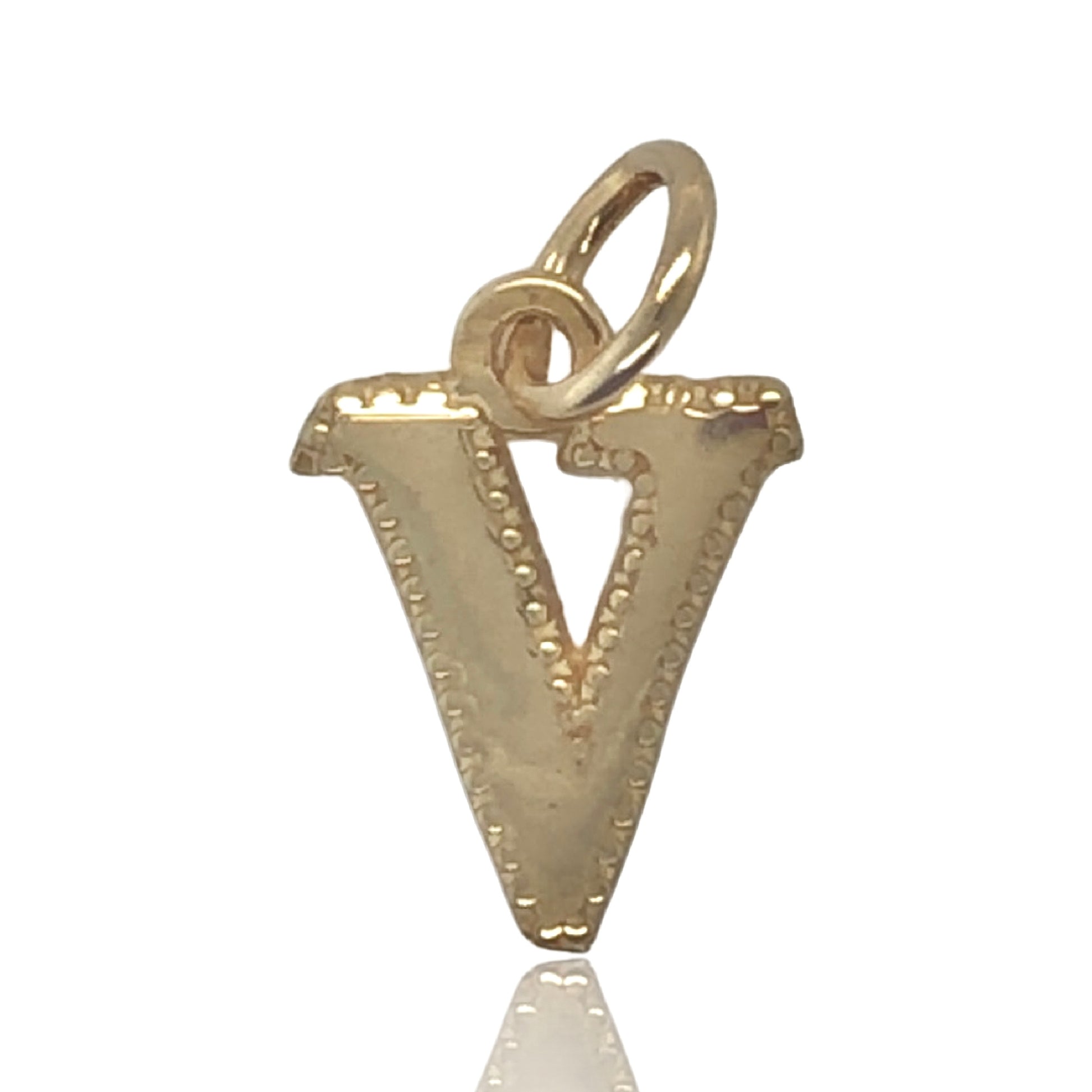 10K Yellow Gold Initial Charm Letter "V"
