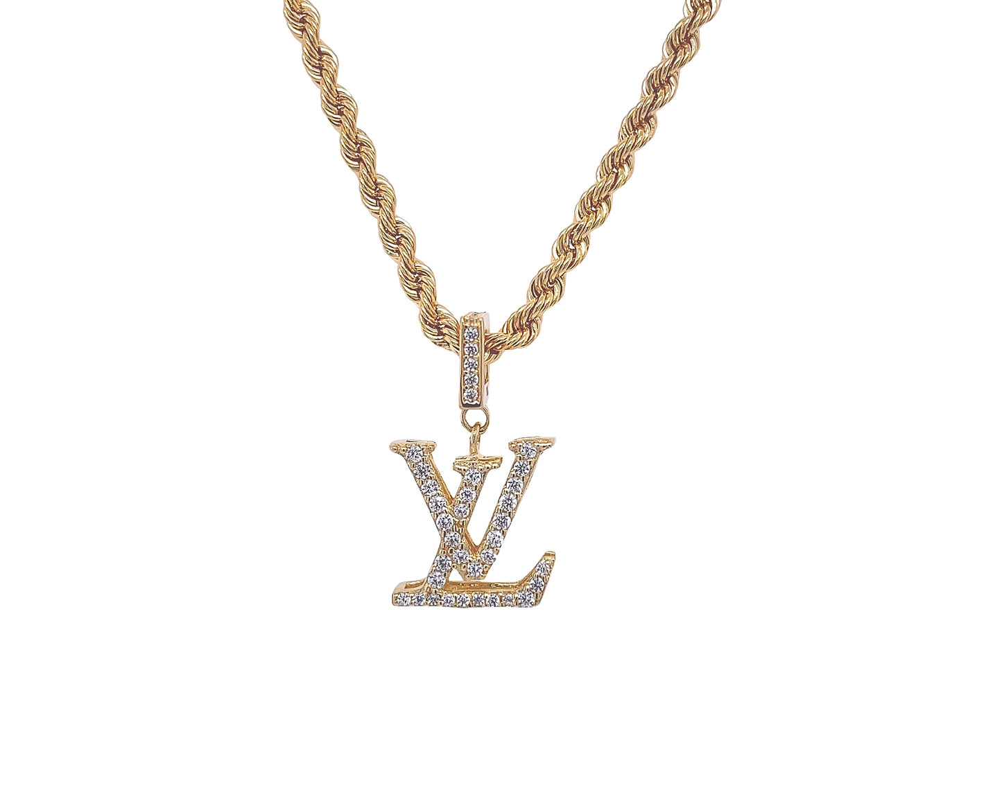 10k yellow gold luxury pendant with rope chain 