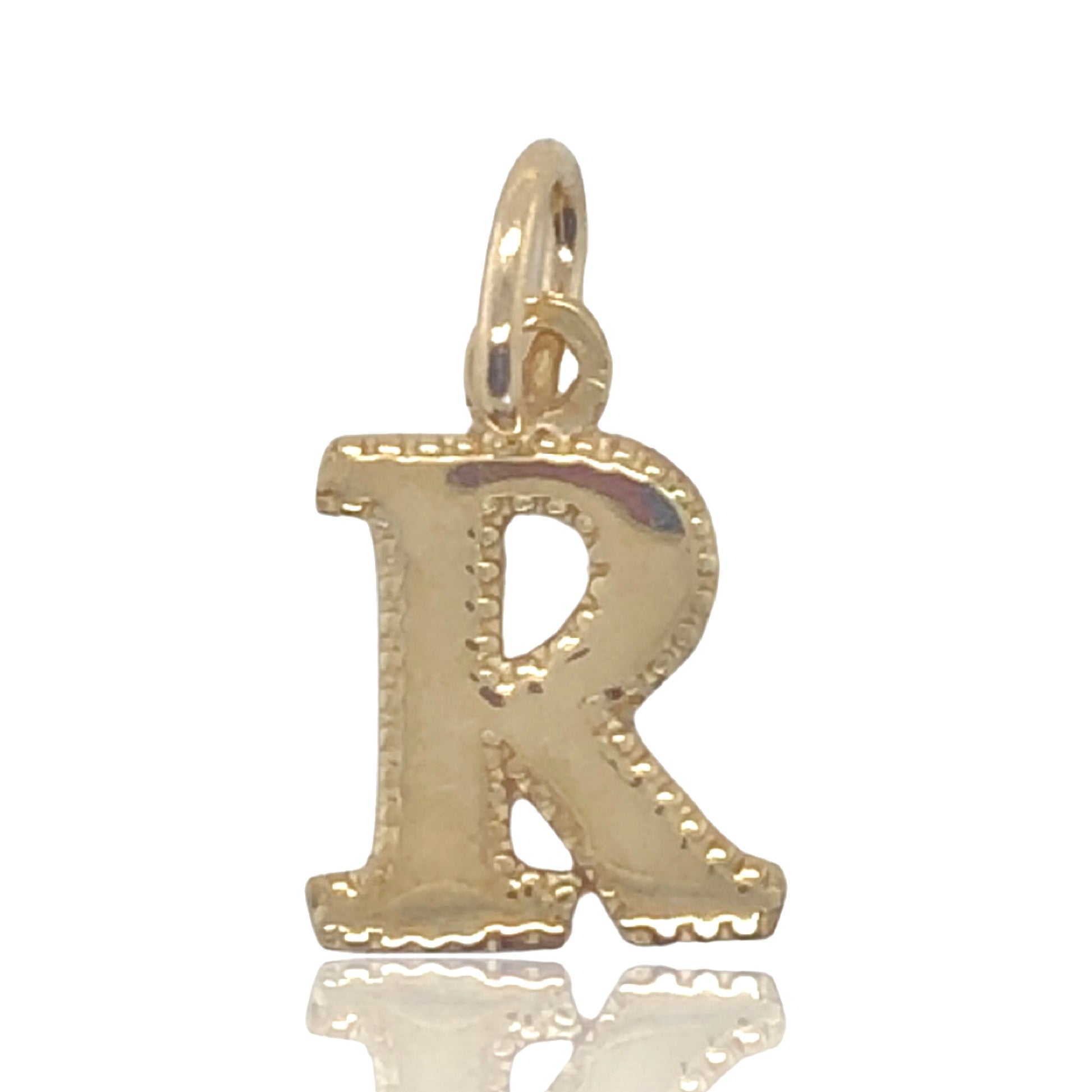 10K Yellow Gold Initial Charm Letter "R"