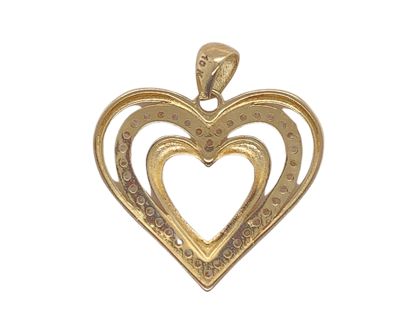 10K Yellow Gold Cz Heart Pendant