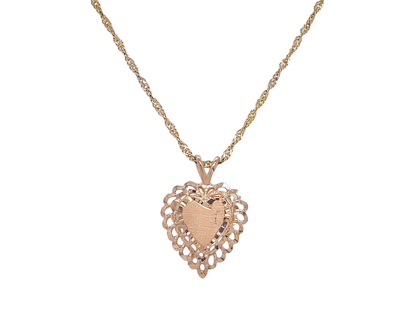 10K Yellow Gold Engravable Heart Charm With Chain