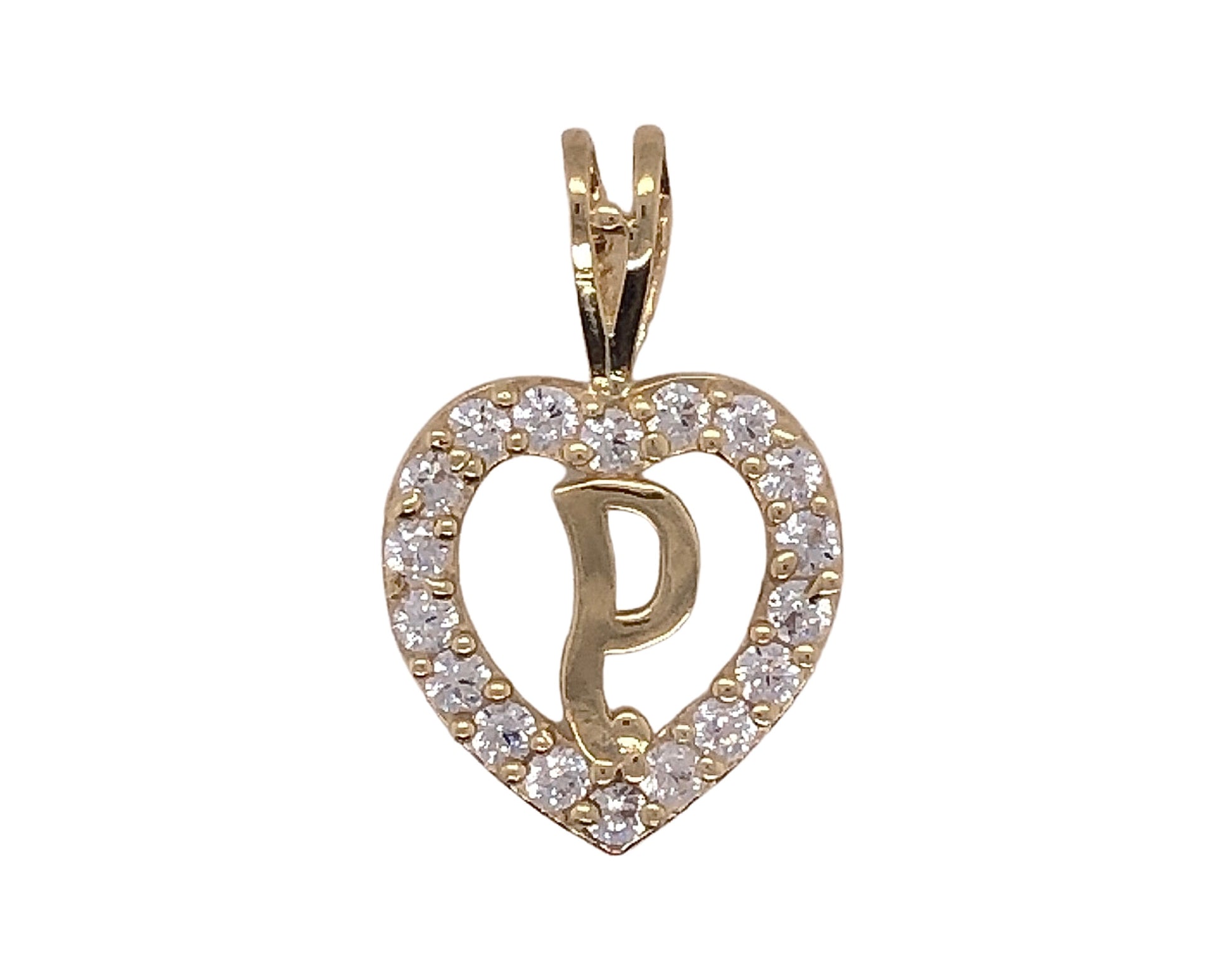 cz heart-shape initial "P"