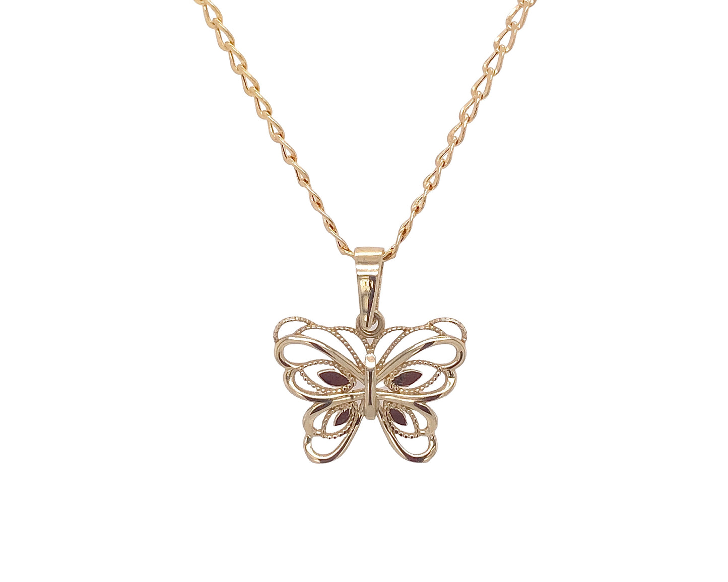 10k yellow gold butterfly necklace for women or kids 