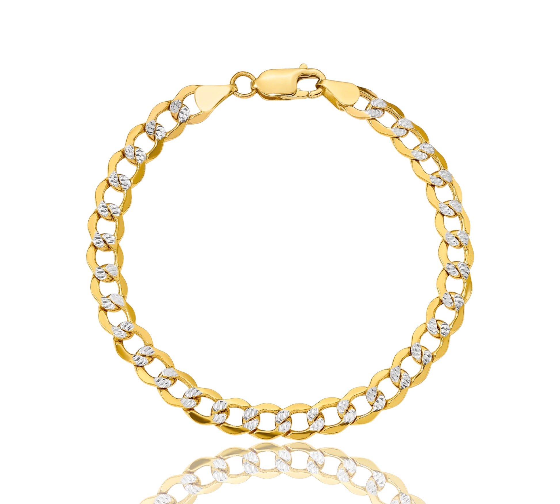10k yellow gold diamond-cut curb bracelet 