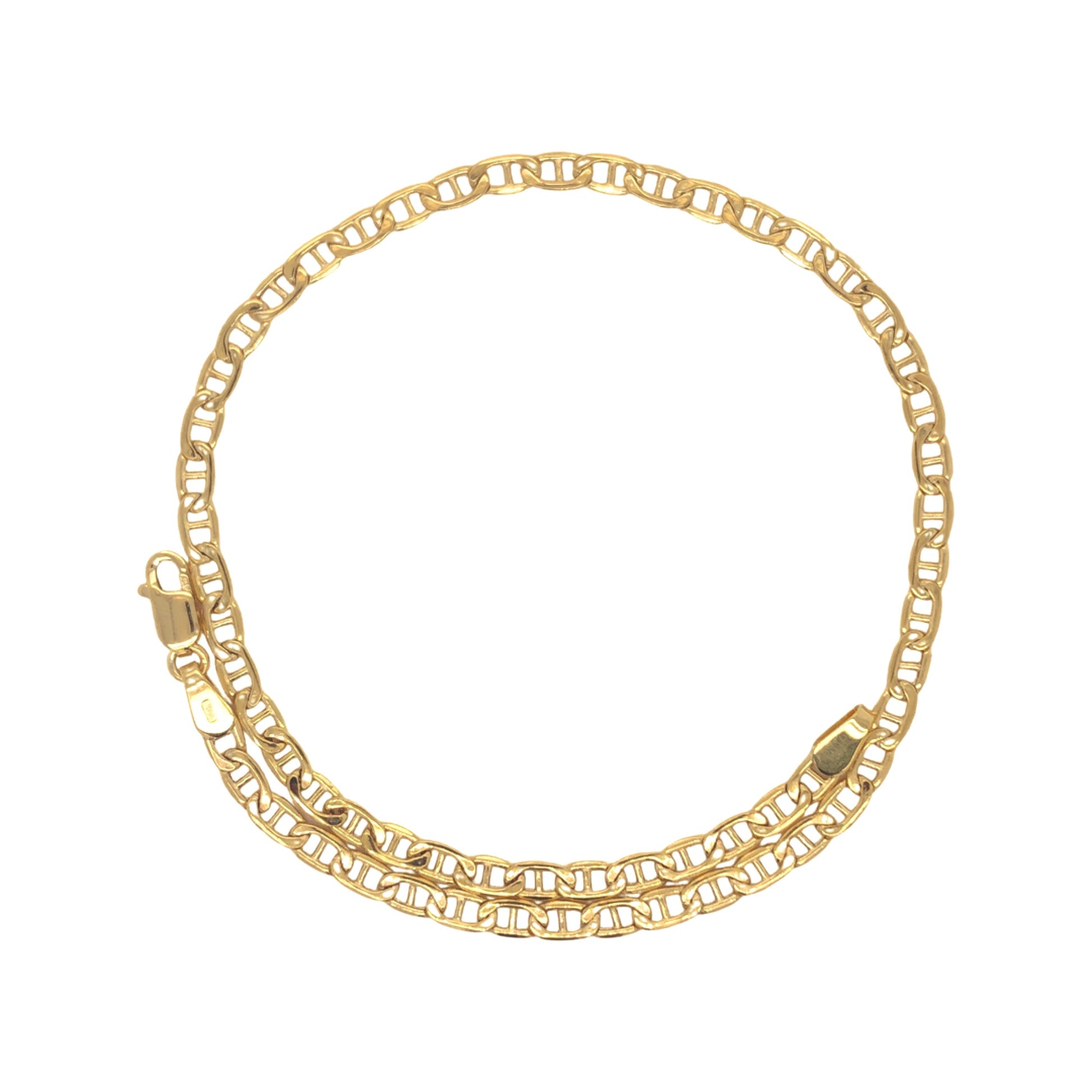 10k yellow gold mariner link anklet for women 