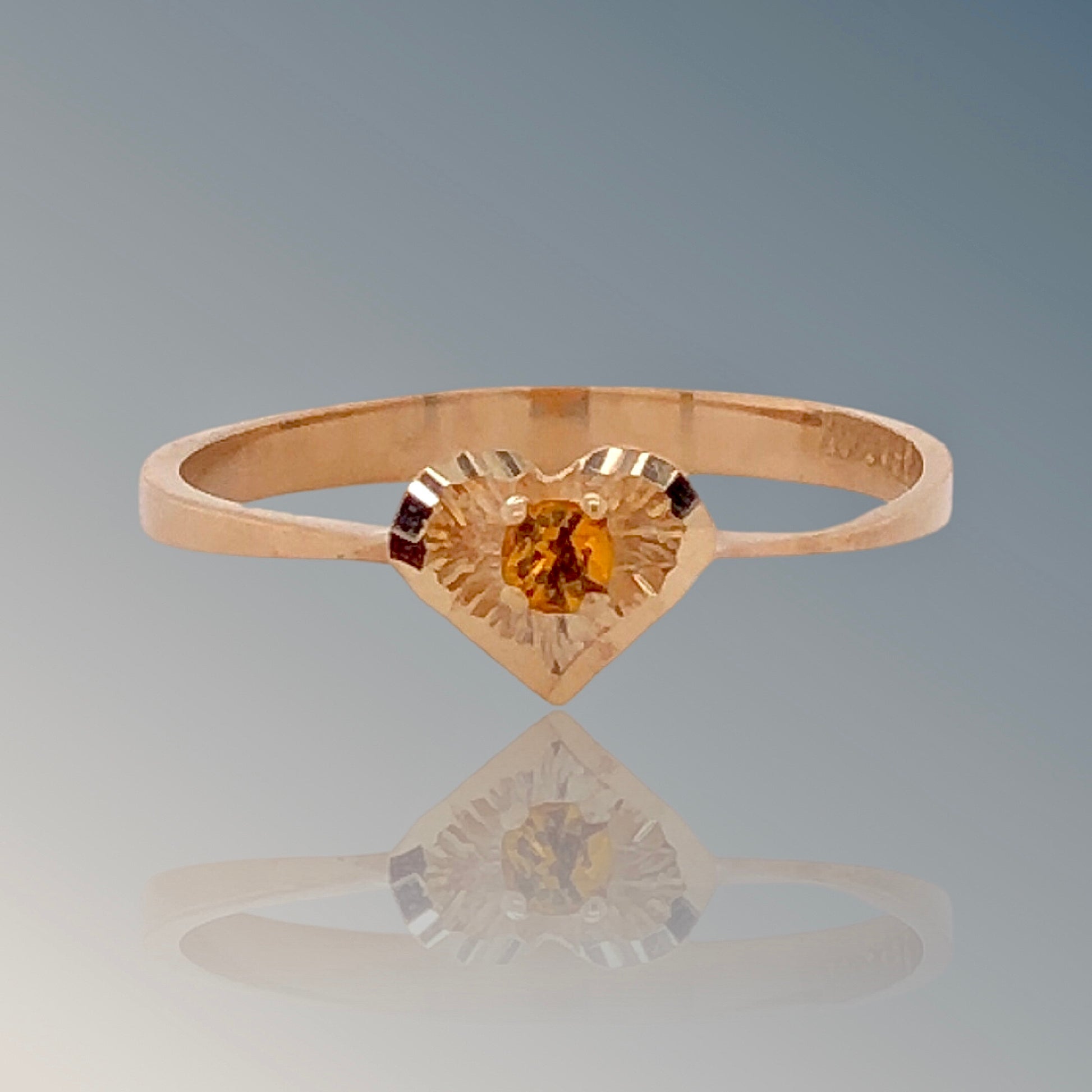 10K Yellow Gold Heart-shaped Citrine Birthstone Ring