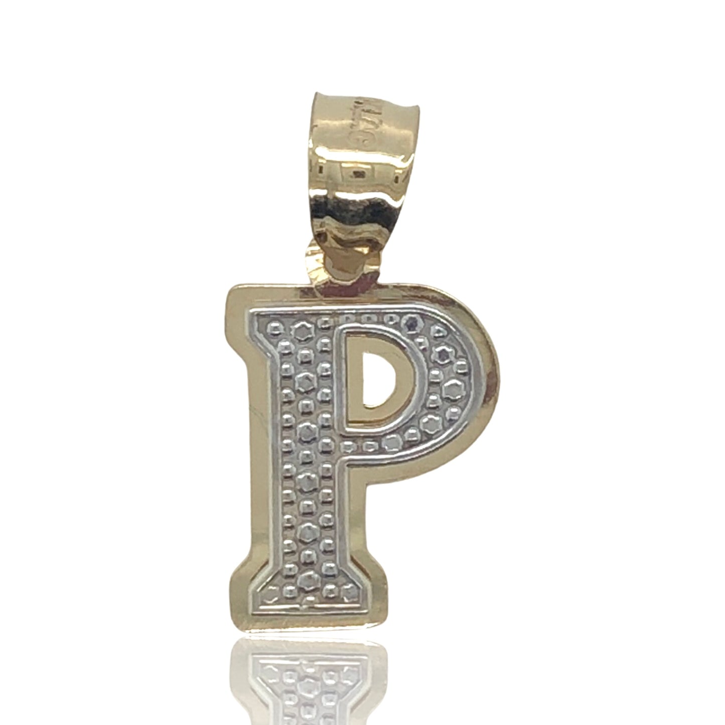 10K Two-Tone Gold Initial Letters "P"