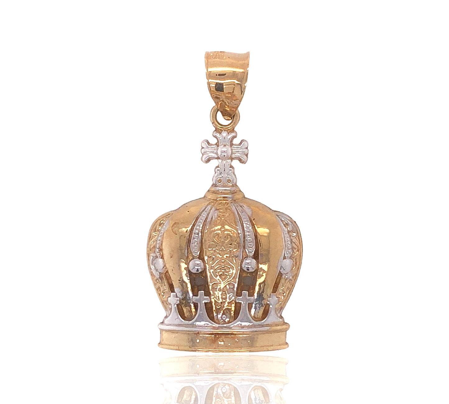 10K Two-Tone Gold Royal Crown Pendant