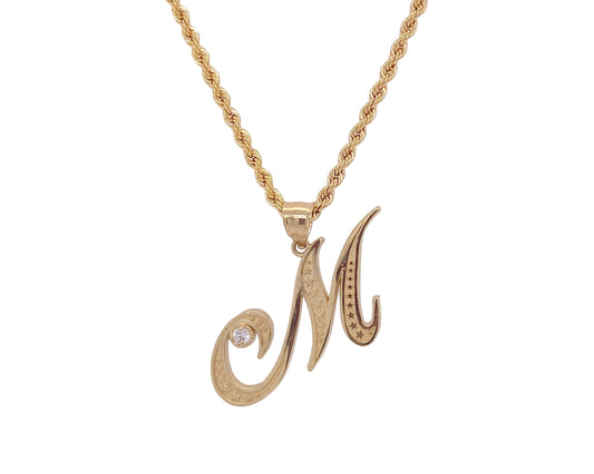 10k yellow gold rope chain with initial 
