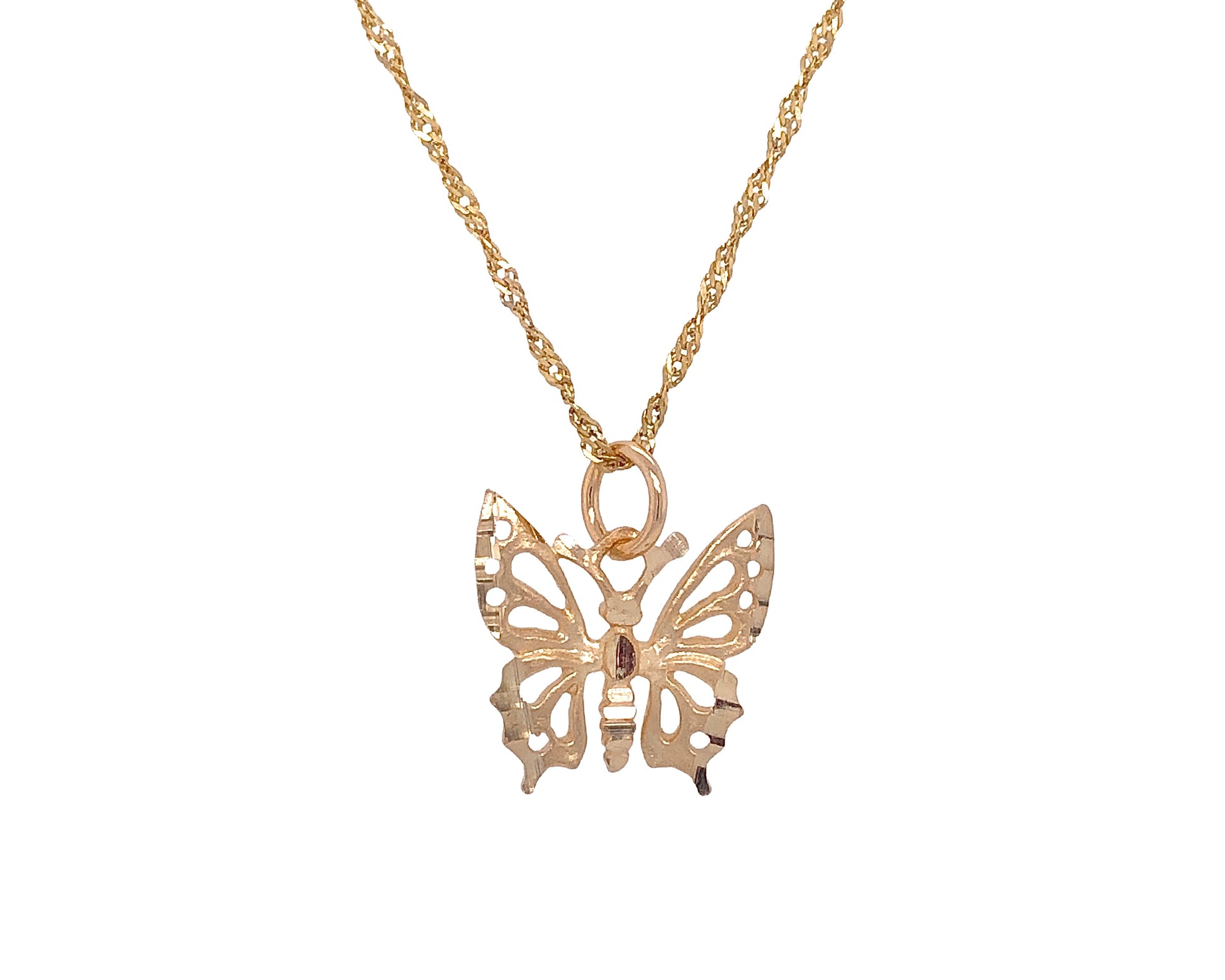 10k yellow gold butterfly necklace. Gift ideas 