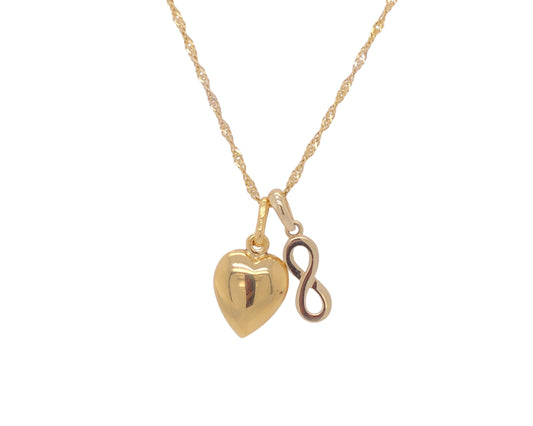 10K Yellow Gold Chain With Heart & infinity Charms- jewelry gifts
