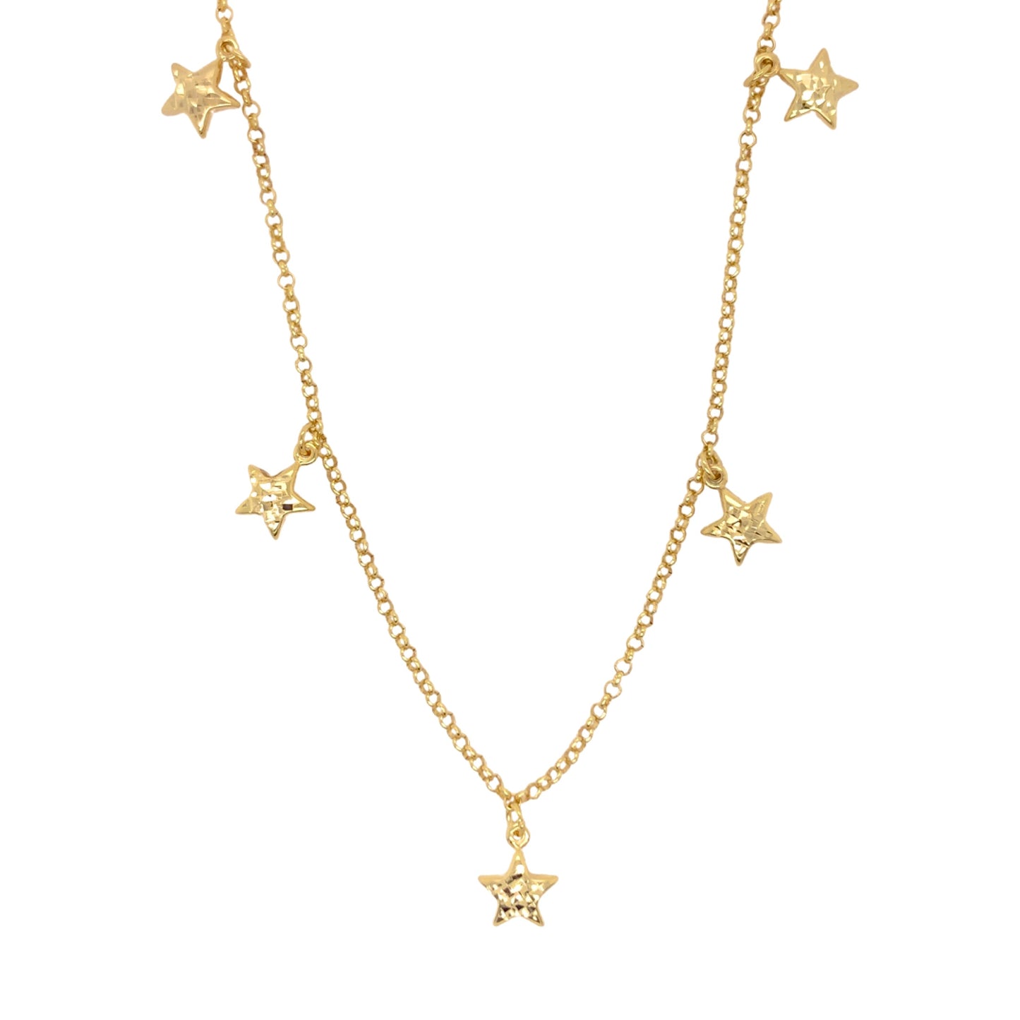 10k yellow gold diamond-cut star charms 