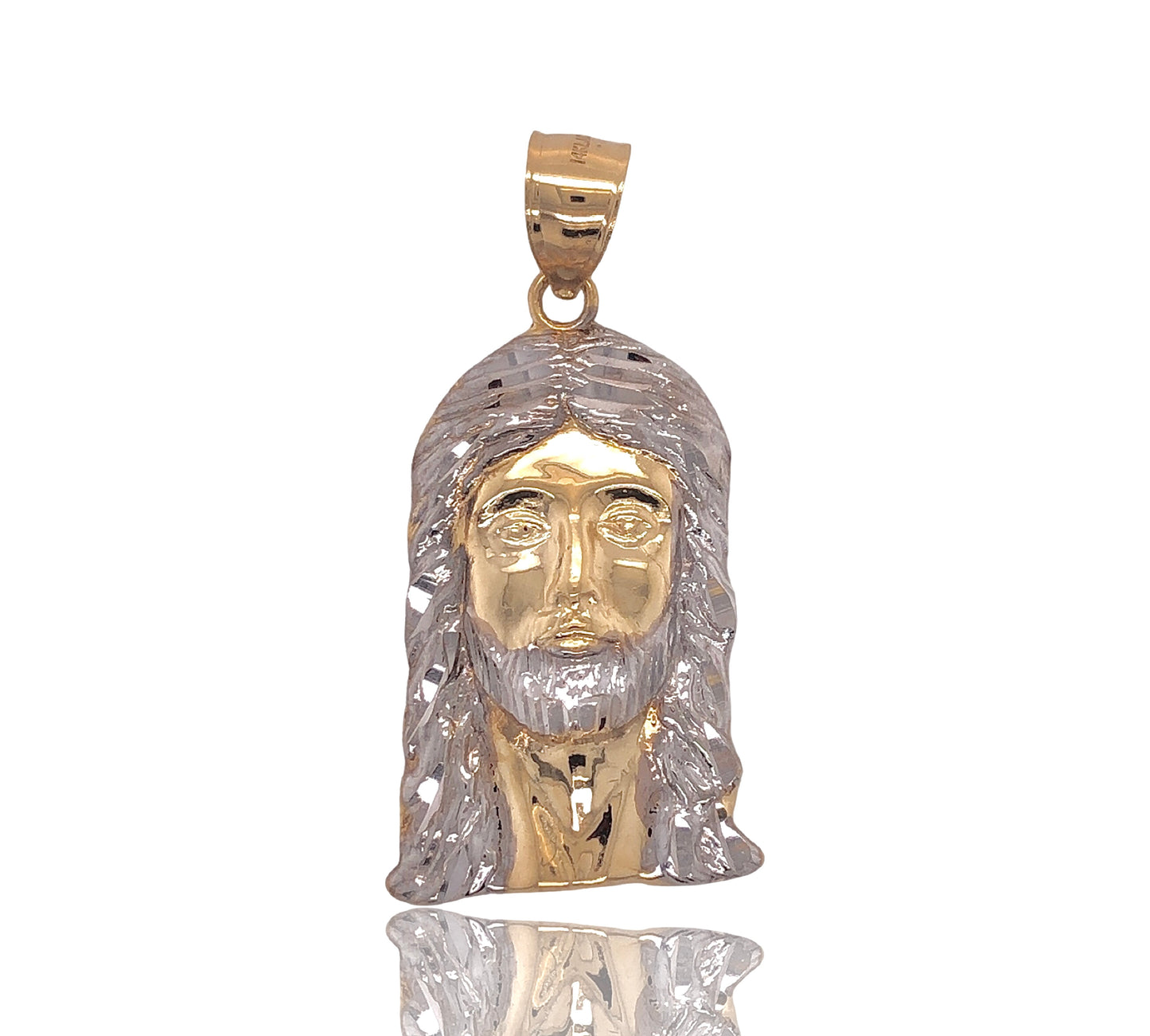 10K Solid Two-Tone Gold Jesus Pendant