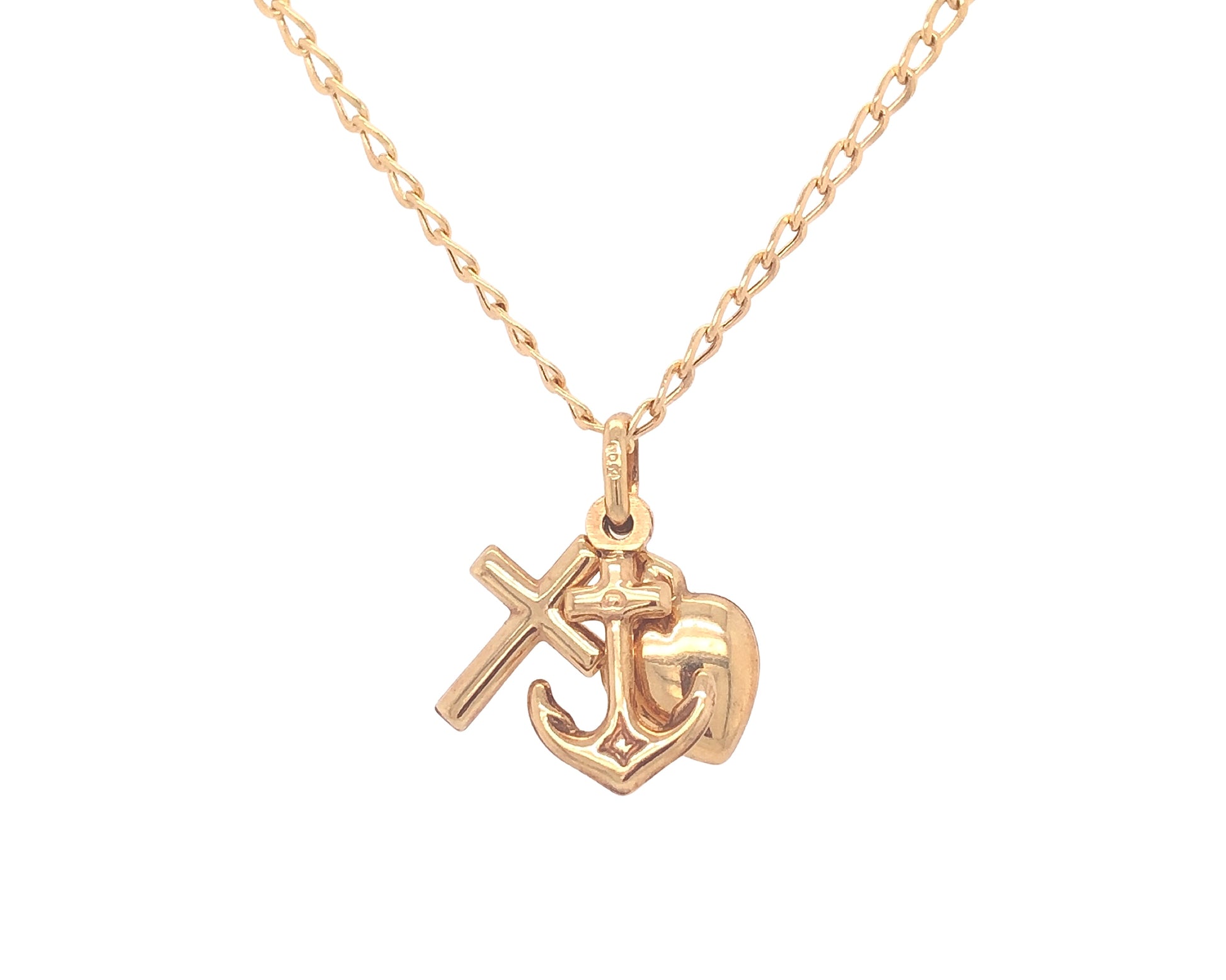 Yellow Gold 3-Attached Charms With Chain