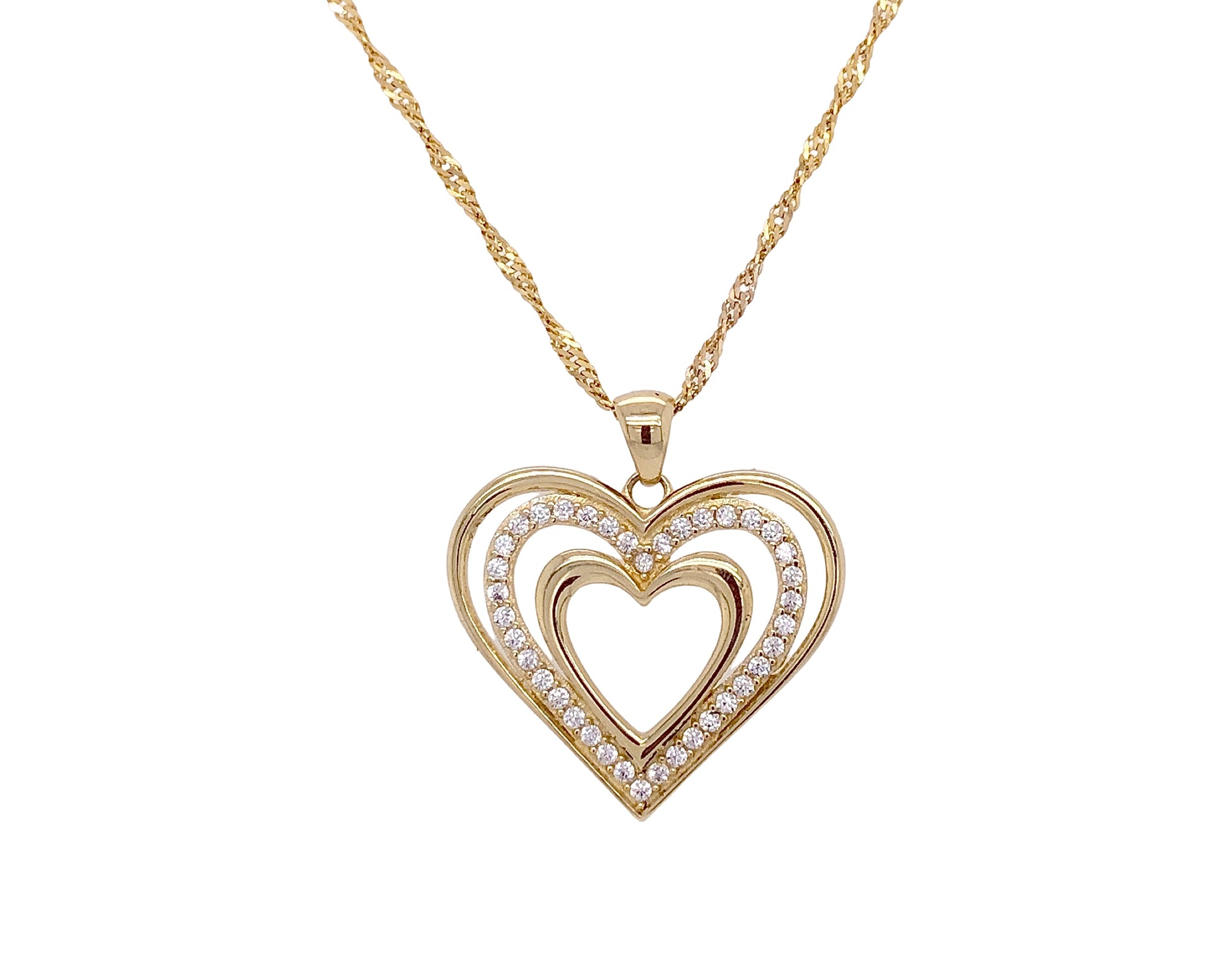 cz heart pendant with chain - women's jewelry 