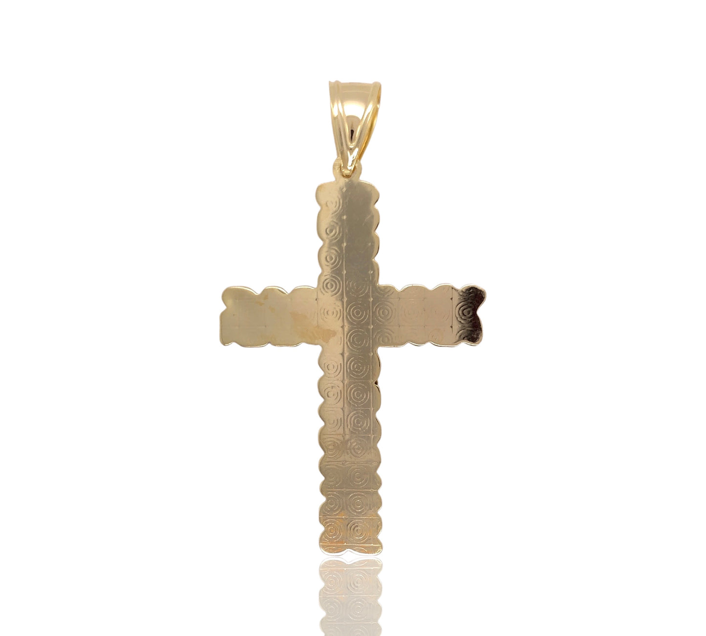10K Two-Tone Gold Nugget Style Cross