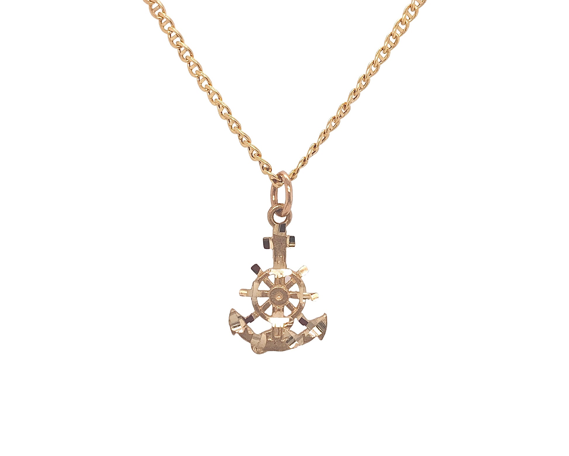 10k yellow gold anchor charm with chain 