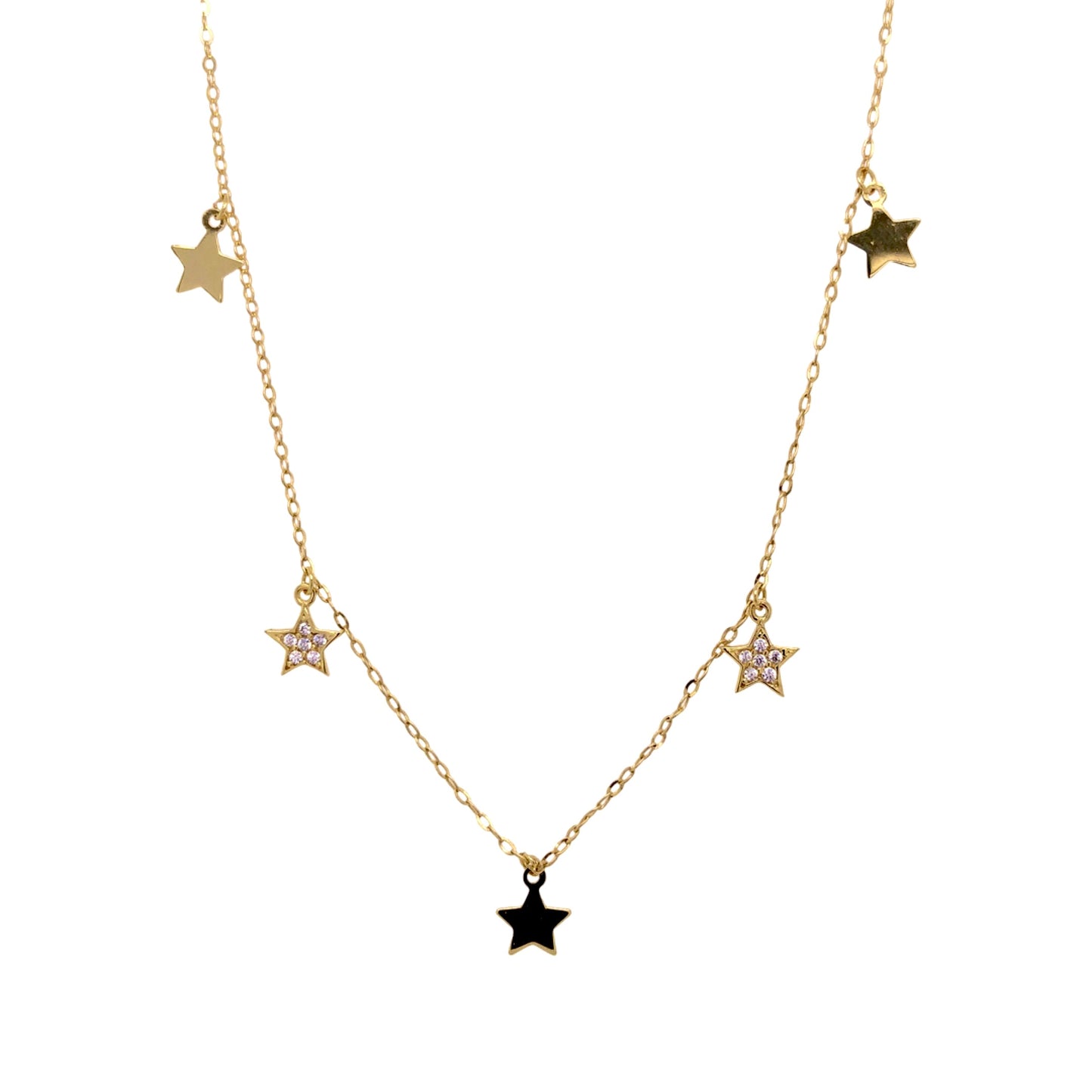 10k yellow gold anklet with cz star charms 
