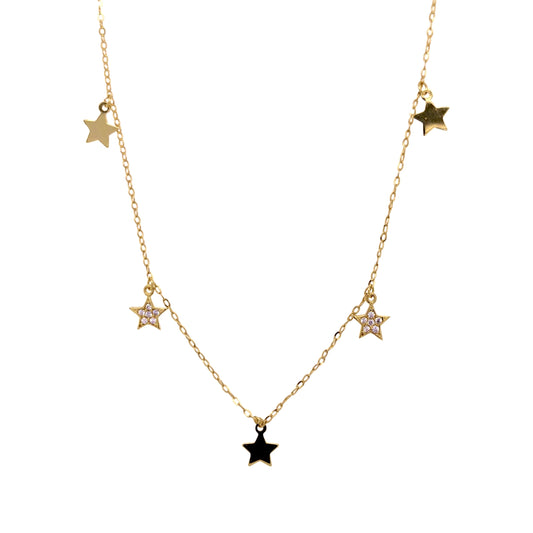 10k yellow gold anklet with cz star charms 