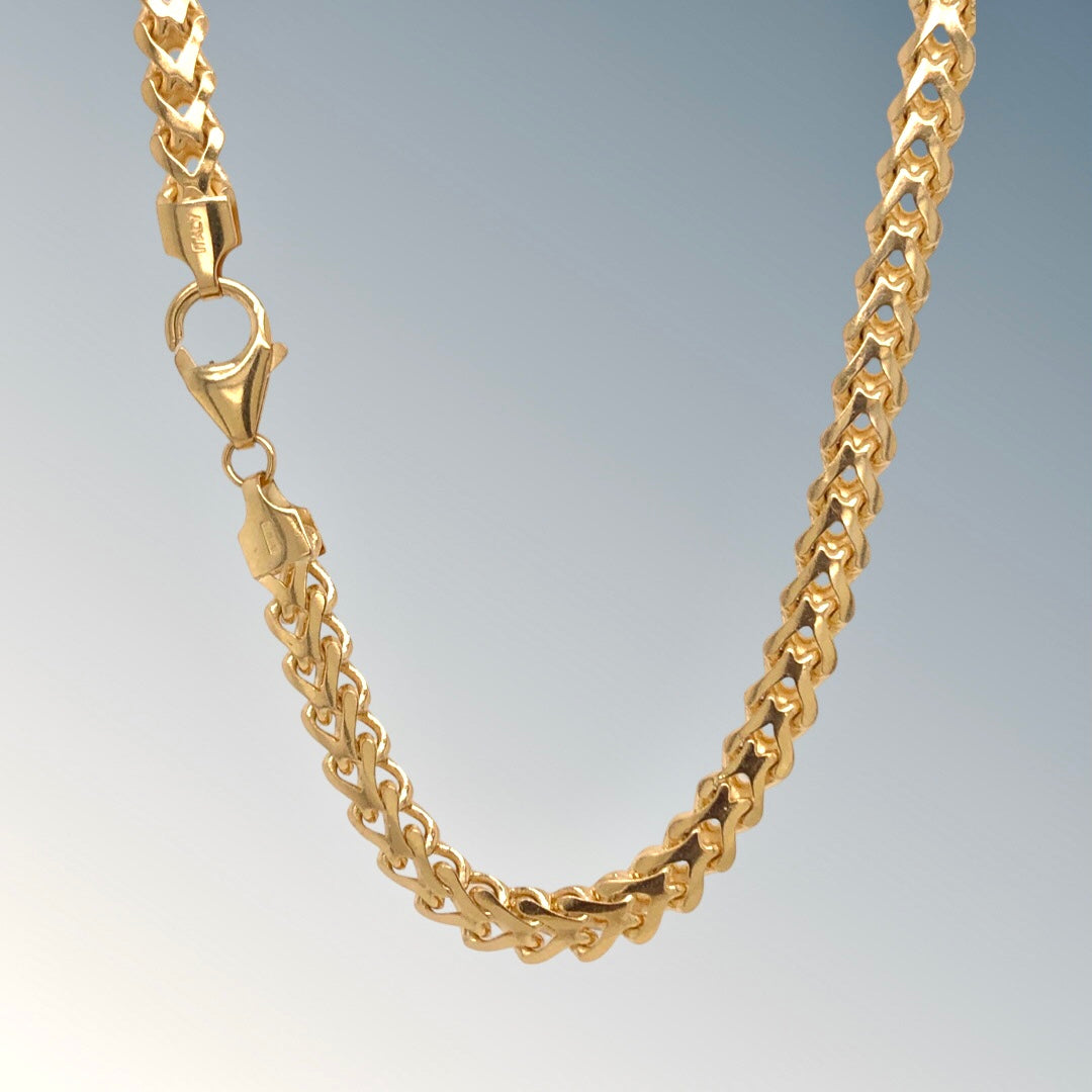 10K Solid Yellow Gold Flat Franco Chain 6MM with a lobster claw clasp
