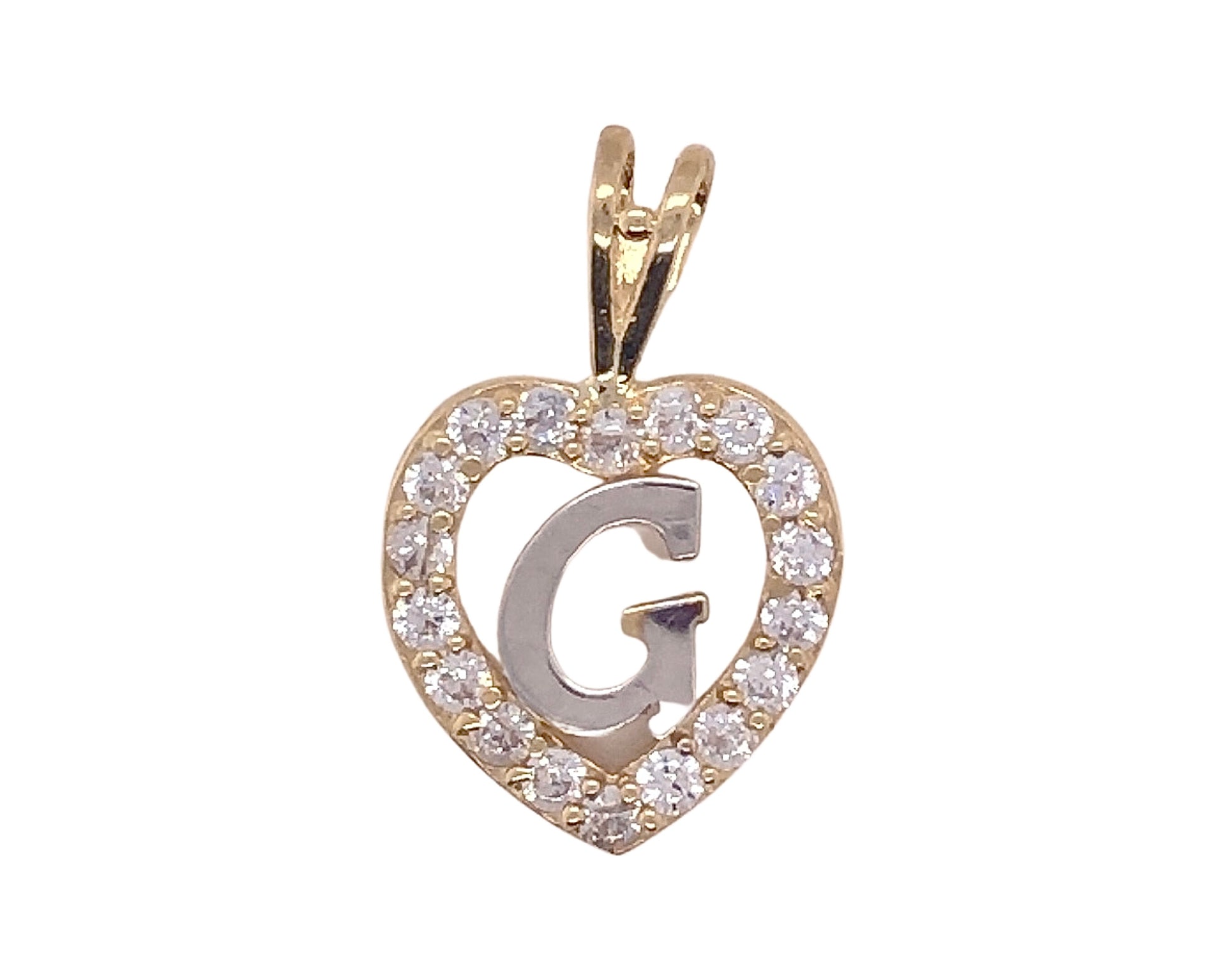 cz heart-shape initial "G"