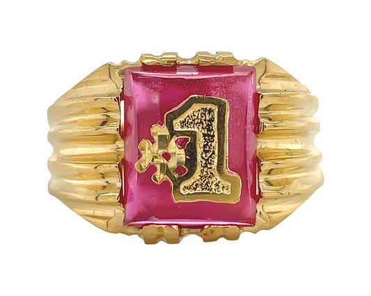 10K Yellow Gold Red Onyx Ring