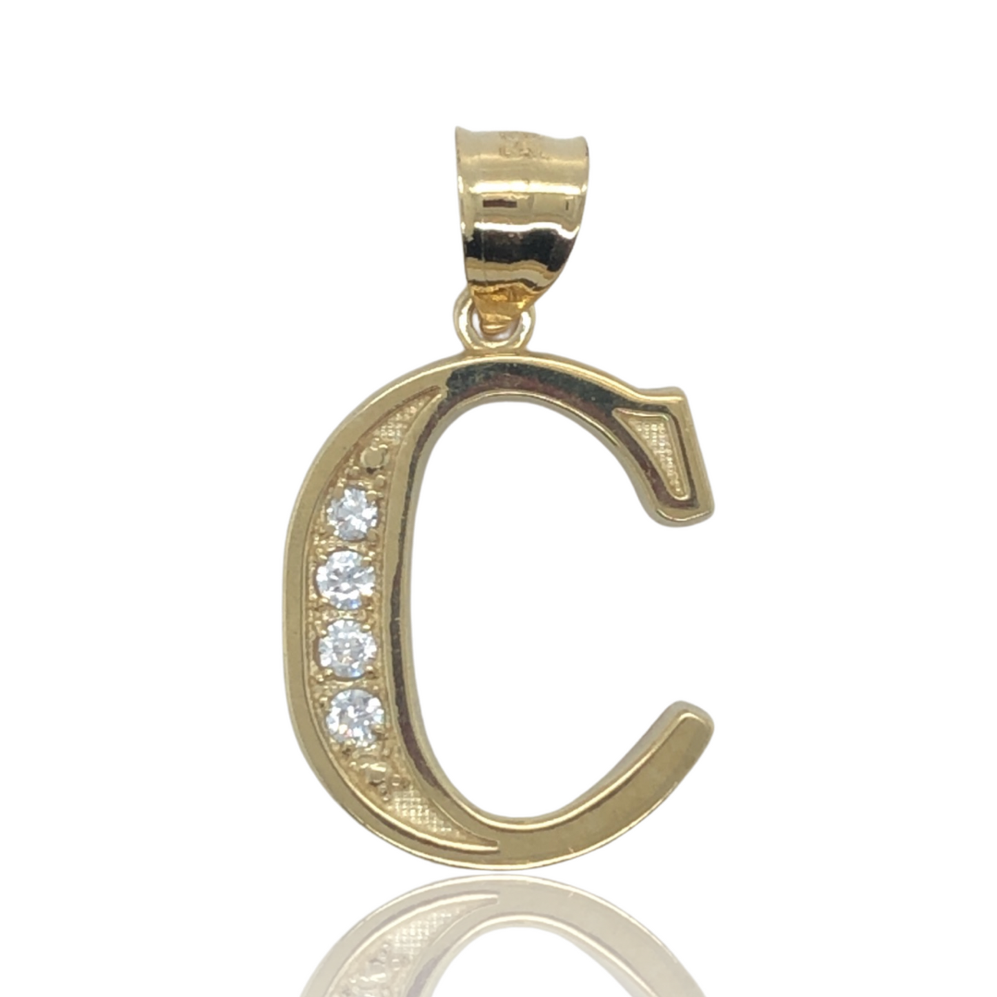 10K Yellow Gold Bold Style Cubic Zirconia Initial Letter "C"
